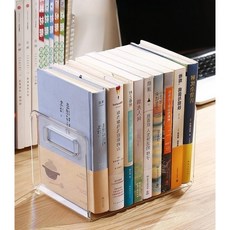 LOCO LAB 책진열대 아크릴책꽂이 아크릴북엔드 2개, 투명