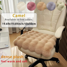 크림풍 뽀송뽀송 인조토끼털 방석 의자매트, 1개, 카멜색