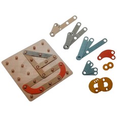 旭陽教育用品社 木製創意釘板 創意幾何形狀桌遊 兒童益智玩具 幾何拼圖 啟發空間概念 親子互動, 1個