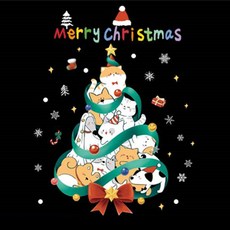 聖誕貓咪裝飾貼紙, 萌狗推成樹