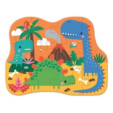 風車圖書《寶貝不無聊》造型大片拼圖屋 (太空/小王子/傑克與魔豆/挖土機/醜小鴨/小熊/動物園/恐龍/獨角獸) 兒童拼圖 寶寶玩具, 1個, 恐龍-12片, 12片