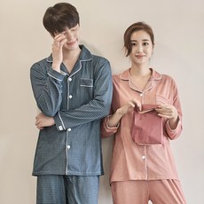 DOSSY 情侶款蜜桃絨領子長袖長褲睡衣套裝