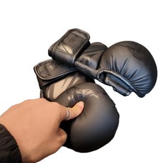 마르스 MMA 주짓수 빵글러브 오픈핑거 스파링용, 1개, 블랙 1개, 블랙