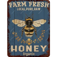 스노우선 메탈 농장 신선한 현지 순수 생꿀 재미있는 양철 간판 빈티지 알루미늄 벽 장식 거실 침실 정원 마당 바 카페 812 인치