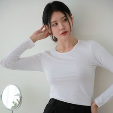 여성 모달 내복 상의 슬림핏 긴팔 히트앤웜 이너 내의 상의