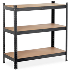 이엔비 철재 조립식 앵글 선반 랙, 3단, 블랙