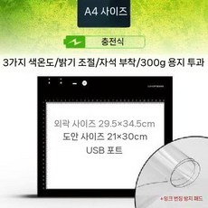 led 드로잉보드 대형 라이트 테두리 복사 업 만화 색상이 아크릴 있는 쓸, 4. 충전식 3색 조명+조리개 패드