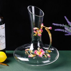 （能雕刻Logo）1500ML水晶玻璃醒酒器，琺琅彩工藝，大容量分酒器，分酒壺，紅酒酒具, 1個, A（7）