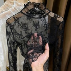 아우얼스룸 팡쿠 이너티 봄 얇은목폴라 시스루 레이스 망사 여름