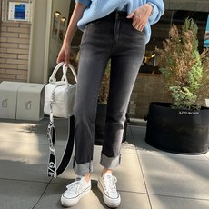 피핀 슬림 일자 밴딩 롤업 데님팬츠 710142 490182