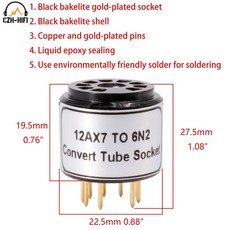 호환용품 부품 교환용 튜브 소켓 컨버터 세라믹 볼튼 베이클라이트 금도금 핀 12AU7 ECC82 6922, 01 Black Bakelite