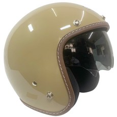 GM 經典皮革邊內墨鏡安全帽 半罩復古帽 莫蘭迪色系 3/4罩安全帽, 奶茶色