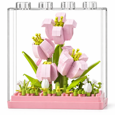 꽃 레고호환나노블록 방진 케이스 조립 미니 나노 러브스토리 플라워 만들기 DIY 장식 선물 인테리어, 1개, 튤립-사랑의 시작