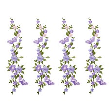 4개 폴리에스터 레이온 소재의 꽃 자수 실 다리미 부착/바느질 부착 가능한 패치 천 아플리케 자두색 275x80x1.5mm, 보라색
