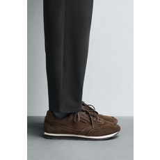 ZARA 자라 남성 레더 슈즈 스니커즈 포멀 캐주얼 트레이너 - 브라운 167322