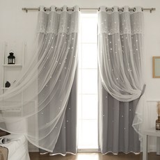 까르데코 디망쉬스타펀칭암막+디망쉬레이스긴창커튼+커튼봉10자