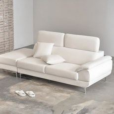 도모 안토니아 플러스 무빙헤드 패브릭 3인용 소파 좌형 + 쿠션 2p +스툴 세트 방문설치, 아이보리