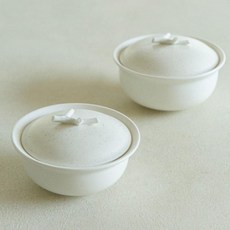 그릇 공기 이천도자기 노바 화이트 뚜껑 공기 대접 세트 식기 그릇 국 밥 onl+529sr