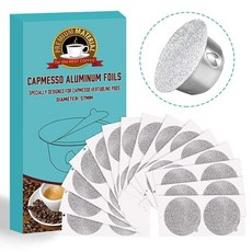 CAPMESSO 재사용 가능한 버추올린 포드 호일 뚜껑 버툴린 캡슐용 알루미늄 씰 커피 스테인리스 스틸 에스프레소 리필 캡슐 뚜껑(직경 100개/57mm) 267415
