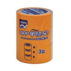 알파 OPP 박스 테이프 48mm x 50m, 투명, 3개입