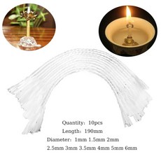 10pc 길이 19cm 흰색 유리 섬유 심지 생일 양초에 사용 무연 DIY 오일 램프 만들기 용품 직경 1-6mm, 08 1x190mm 10pcs