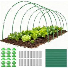 36 PCS 정원용 침대 녹슬지 않은 플라스틱 코팅 유리 온실용 지붕 그물 및 열 덮개를 위한 DIY 정원 터널 키트 유연한 식물 지지대 말뚝, Green-36pcs