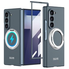 YQODSZ 삼성 갤럭시 Z 폴드 7 케이스 회전 링 홀더 포함 Z Fold7 마그네틱 케이스 호환 Magsafe 액세서리 내장 액정보호필름 슬림 하드 PC 보호 커버 Z, 초록색