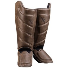 古川小夫 HAYABUSA 散打MMA皮革護腳脛 真皮護腳脛 - 復古色, M號, 1個