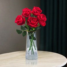 로즈 베이직 장미 조화 생화같은 올데이 플라워 인테, 대_연핑크