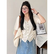 유니픽 여성 여름 허리 조절 반팔 가디건 트렌디 우아한 디자인zdy