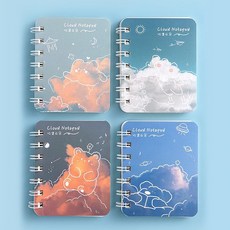 휴대용 포켓 미니수첩 A7 유선 4종세트 80매, 4개, 1. 뭉게구름