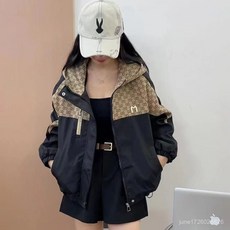 NINH 夾克外套 1994人歐洲站25秋冬新款連帽拼接風衣外套 女韓版寬鬆短版休閒工裝夾克