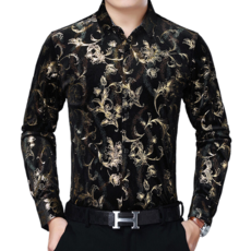 남성 댄스복 꽃무늬 셔츠 상의 모던 볼룸 라틴 왈츠 라인 의상