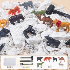 공룡 화석 발굴키트 고고학 체험 DIY 선물용 장난감 세트 도구 포함 동물 6종 세트, 1개