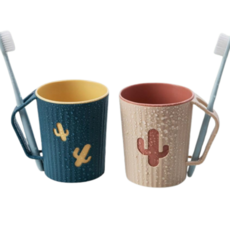 올리OLI 모던 디자인 거꾸로 물빠짐 칫솔 거치대 양치컵 2p, 1개, 핑크+네이비