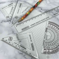 미니 각도기 삼각자 4P 세트 제도용 소형 학용품 제도 자, 1개, 상세페이지 참조