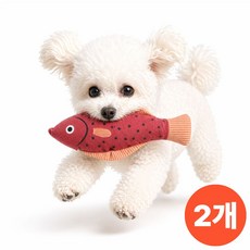 Ssoa 강아지 물고기 장난감 인형 삑삑이 딸랑이 애착인형 2개세트, 2개, 레드