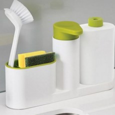 주방 싱크대 다용도 3단 펌프형 세제통 수세미 거치대, 1개, 그린