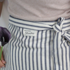 깔끔한 스트라이프 줄무늬 허리 앞치마, 1개, 블루