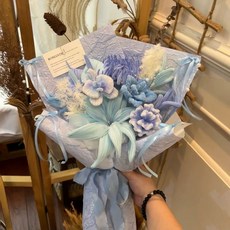 모루꽃다발키트 취미 선물 모루꽃다발만들기 철사 꽃다발 블루 믹스드