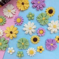 컬러 국화 코스모스 데이지 해바라기 플라워 초콜릿 케이크 디저트 데코 장식 120개입, 옵션 01