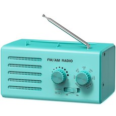 AM FM 라디오 휴대용 Goodes 트랜지스터 라디오 플러그 인 벽 배터리 전원 최고의 리셉션 라우드 스피커 탁월한 사운드 가정 야외 사무실 책상 사용/장식을 위한, Cyan