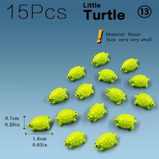 악기가챠 15Pcs 여우 토끼 코끼리 다람쥐 양 돼지 고양이 말 개구리 거북이 뱀 입상 미니어처 요정 정원 장식 액세서리, 15pcs Turtles