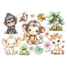 可愛動物轉印貼紙, 1個, 藝術紙-A4