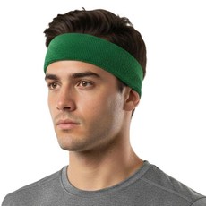 COUVER 매우 두꺼운 긴 면 스웨트밴드 - 확장 사이즈 튼튼한 운동용 테리 천 머리띠 1개 레드/블루/레드, 초록색