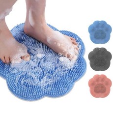 ZenyCblu 미끄럼 방지 흡착 컵이 있는 샤워 풋 스크러버 매트 풋 백 클리닝 패드 백 와셔 각질 제거 목욕 워시 패드 남성 및 여성용 샤워 풋 스크러버 (블루), 블루