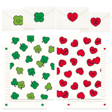 포포샵 귀여운 편지지 4p + 편지봉투 4p + 스티커 4p 세트, 1팩, 2종세트