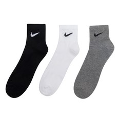 나이키 남녀 공용 스포츠 양말 3개입 SX7677-964, 1개, 화이트/블랙/그레이