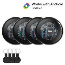 아이시(isee) 안드로이드 갤럭시 전용 스마트태그 위치추적기 미아방지 분실방지 위치추적, 블랙(안드로이드), 4개