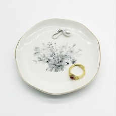 BESSKON 세라믹 링 접시 여성용 주얼리 홀더 트레이 꽃 디자인 엄마를 위한 선물 (유리병 부케)